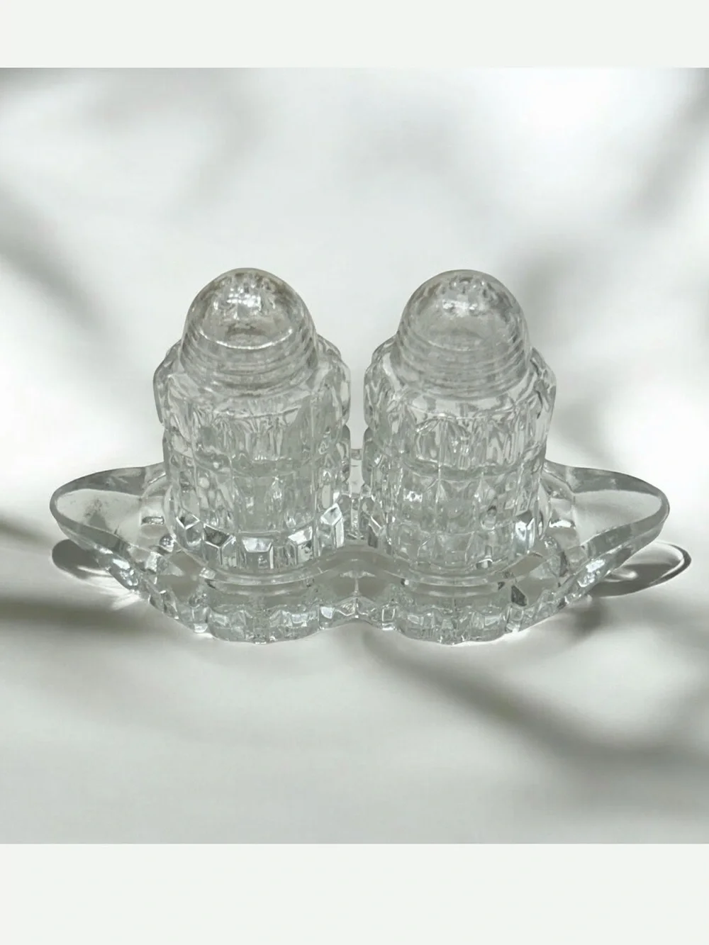 Antique c. 1890 G. Duncan & Sons Waffle Pressed Glass Salt & Pepper Shakers